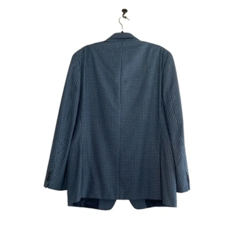 Michael Kors Blazer Sport Coat Men 44LNavy and Light Blue Gingham Career‎ Preppy